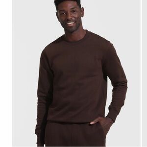 True Classic Men’s Dark Oak Fleece French Terry Pullover Crew Neck Sweatshirt